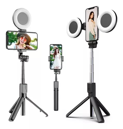 PERCHE À SELFIE AVEC DOUBLE ANNEAU LUMINEUX-COD