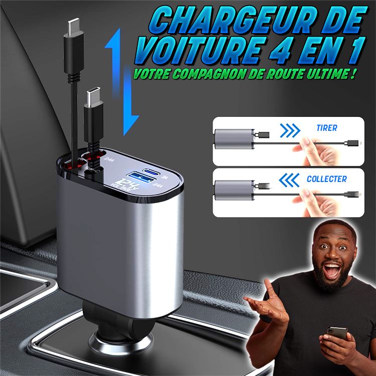 Retractable Fast Charging Car Charger - CI 
